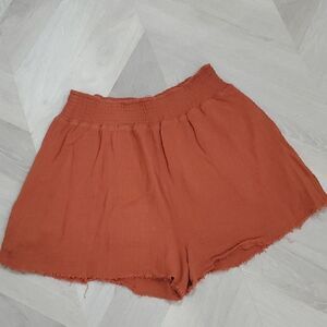 A Father's Love, Women’s waffle knit shorts, in rust, Size Large